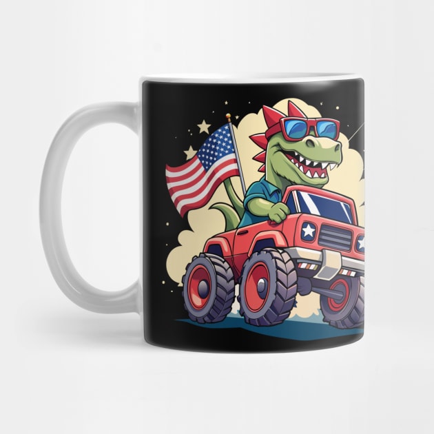 4th Of July US Flag T-Rex Dinosaur by The WYLD Tribe